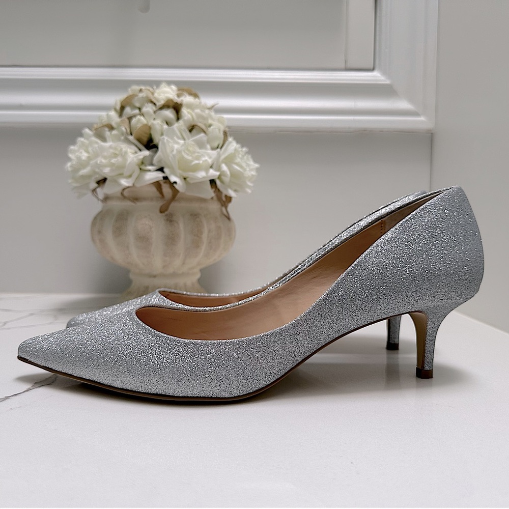 BNIB Jewel Badgley Mischka Silver Sparkly Frenchie Pump | Bridal Event Formal - Picture 6 of 13